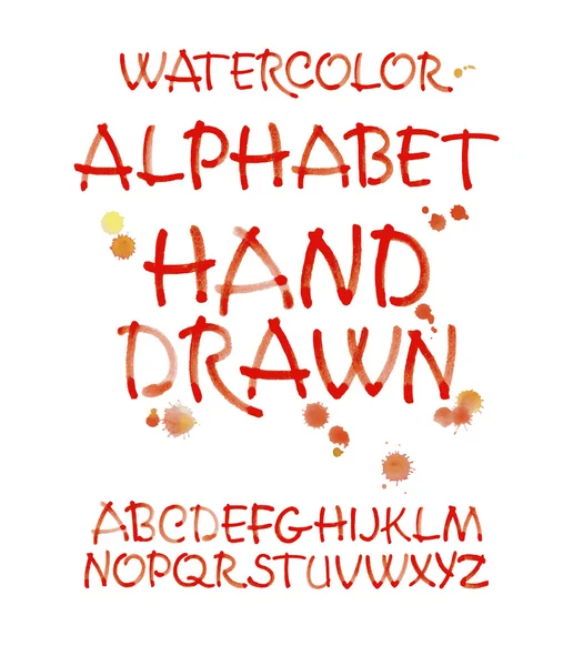 Aquarel hand schriftelijke oranje alfabet. Vector aquarel. — Stockvector