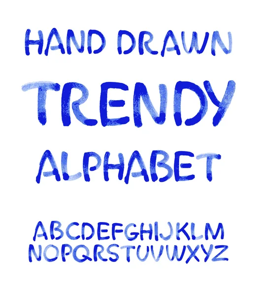 Aquarel hand schriftelijke blauwe alfabet. Vector aquarel. — Stockvector