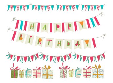 Vektör doğum günü partisi elemanları kümesi. Eps 10