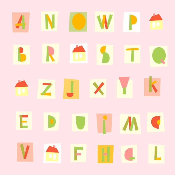 Handgezeichnetes trendiges Alphabet auf rosa Hintergrund — Stockvektor