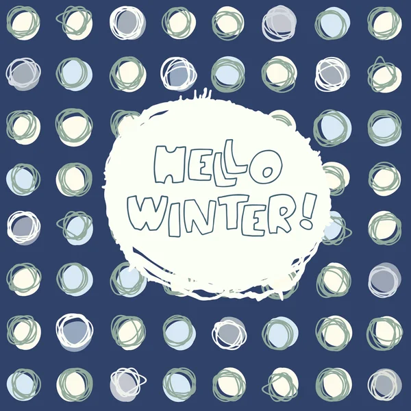 Привет Зимние векторные ручные рисунки открытки на бесшовном фоне со снежками — стоковый вектор