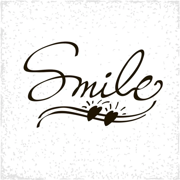 Handgezeichnetes stylisches typografisches Plakatdesign mit Aufschrift Smile. verwendet für Grußkarten. — Stockvektor