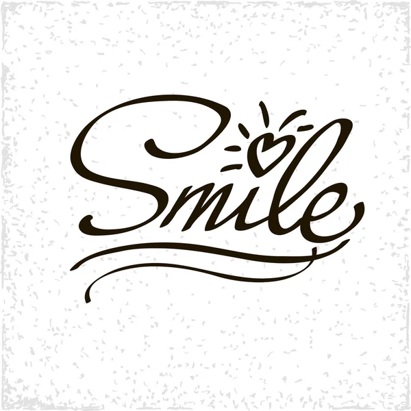 Handgezeichnetes stylisches typografisches Plakatdesign mit Aufschrift Smile. verwendet für Grußkarten. — Stockvektor