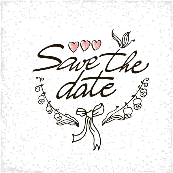 Save the date hand lettering vector handmade calligraphy. — Stock Vector