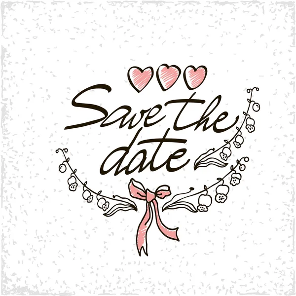 Save the date hand lettering vector handmade calligraphy. — Stock Vector