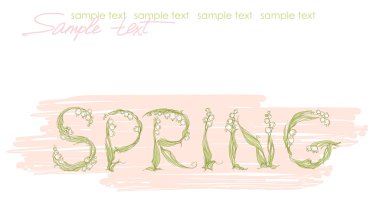 Bahar sözleri, beyaz arka plan üzerinde izole illüstrasyon vektör