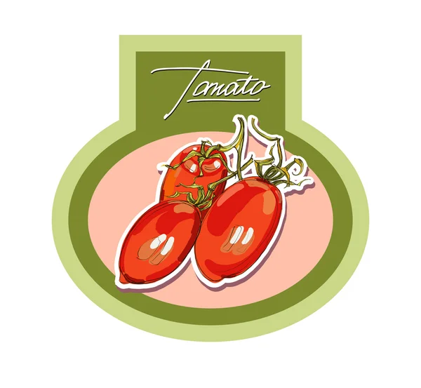 Labels for vegetable products, vector realistic tomatoes — Stock Vector