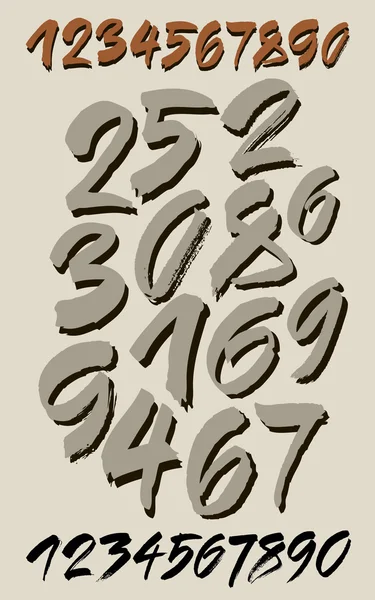 Vector set of calligraphic acrylic or ink numbers — Stock Vector