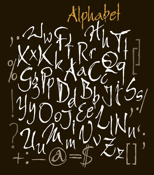 Vector set kalligrafische acryl- of inkt alfabet. — Stockvector