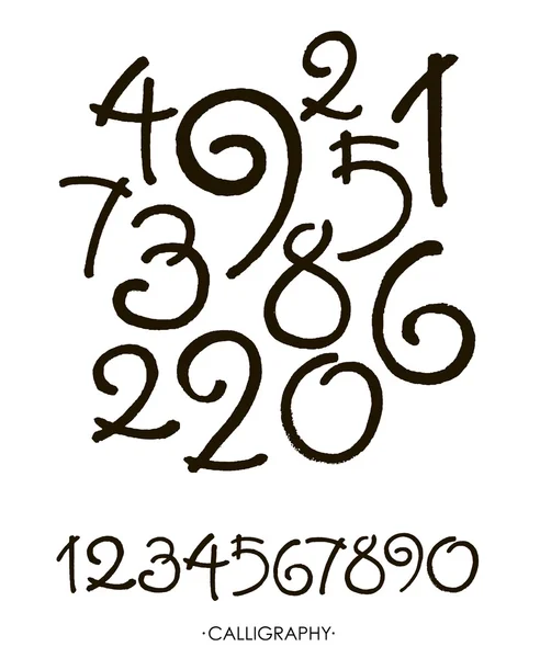 Vektoruppsättning kalligrafiska akryl- eller bläcknummer — Stock vektor