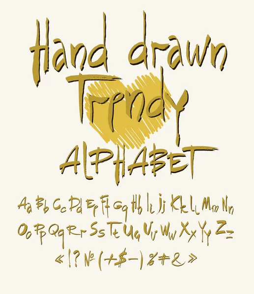 Vector set van kalligrafische acryl- of inkt alfabet. Witte achtergrond. — Stockvector