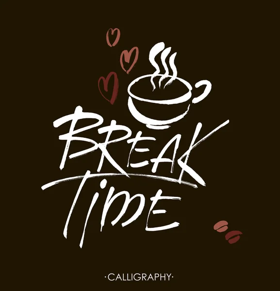 Break time. Modern brush calligraphy. Handwritten ink lettering. — Stock Vector