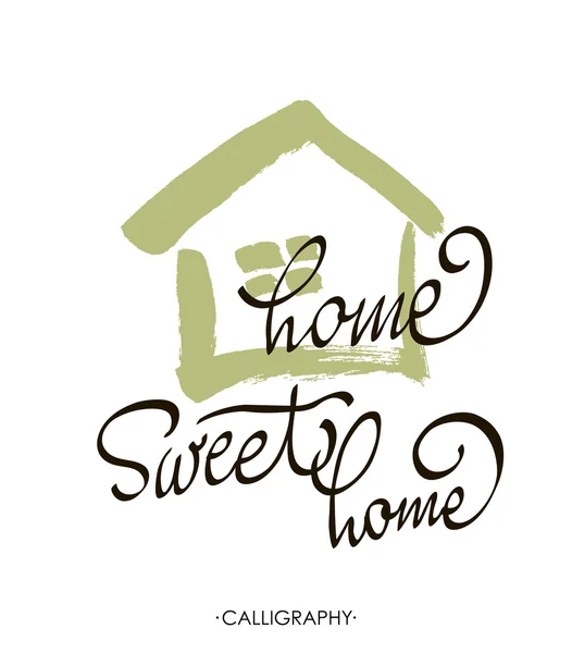 Poster typographie lettrage à la main.Citation calligraphique Home sweet home. Pour affiches de crémaillère, cartes de voeux, décorations à la maison.Illustration vectorielle . — Image vectorielle