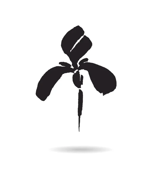 Vektor virág logo. Virágos háttér. Iris stilizált kalligrafikus festék. — Stock Vector