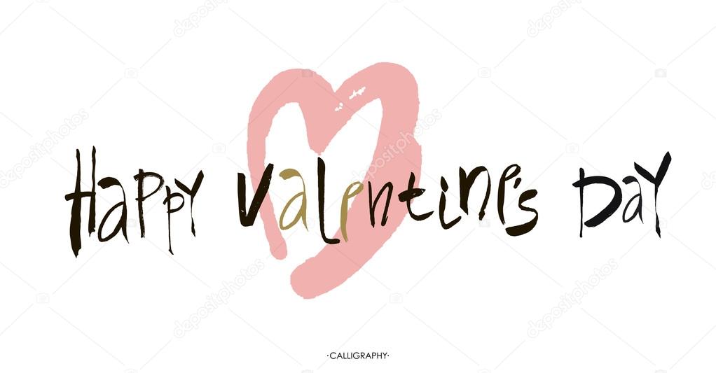 Vector Happy Valentines Day Vintage Card With Lettering on a white background.