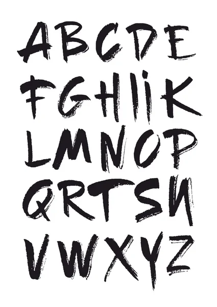 Handgezeichnetes Alphabet im Retro-Stil. abc für Ihr Design. Buchstaben des Alphabets mit dem Pinsel geschrieben. — Stockvektor