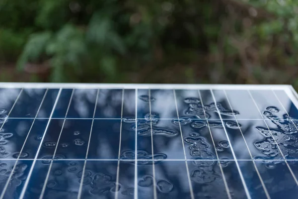 Panel Solar Con Gotas Lluvia Sobre Nano Recubrimiento Energía Renovable — Foto de Stock