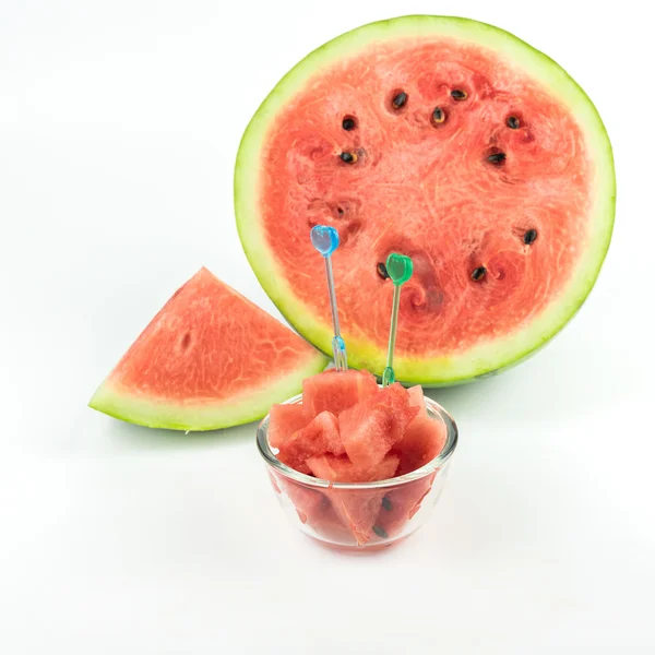 Fatias de melancia no fundo branco — Fotografia de Stock