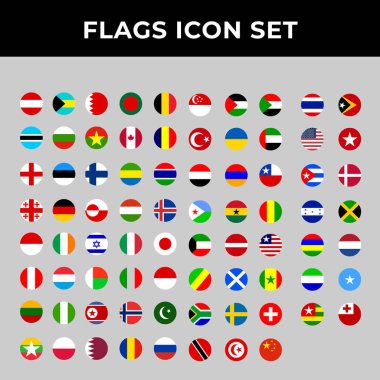 Bayrak ülke ikonu seti şunlardır: Avustralya, Bahreyn, Kanada, İngiltere, Finlandiya, Almanya, Greenland, Endonezya, Japonya, İtalya, Filistin, Singapur, Rusya, Türkiye