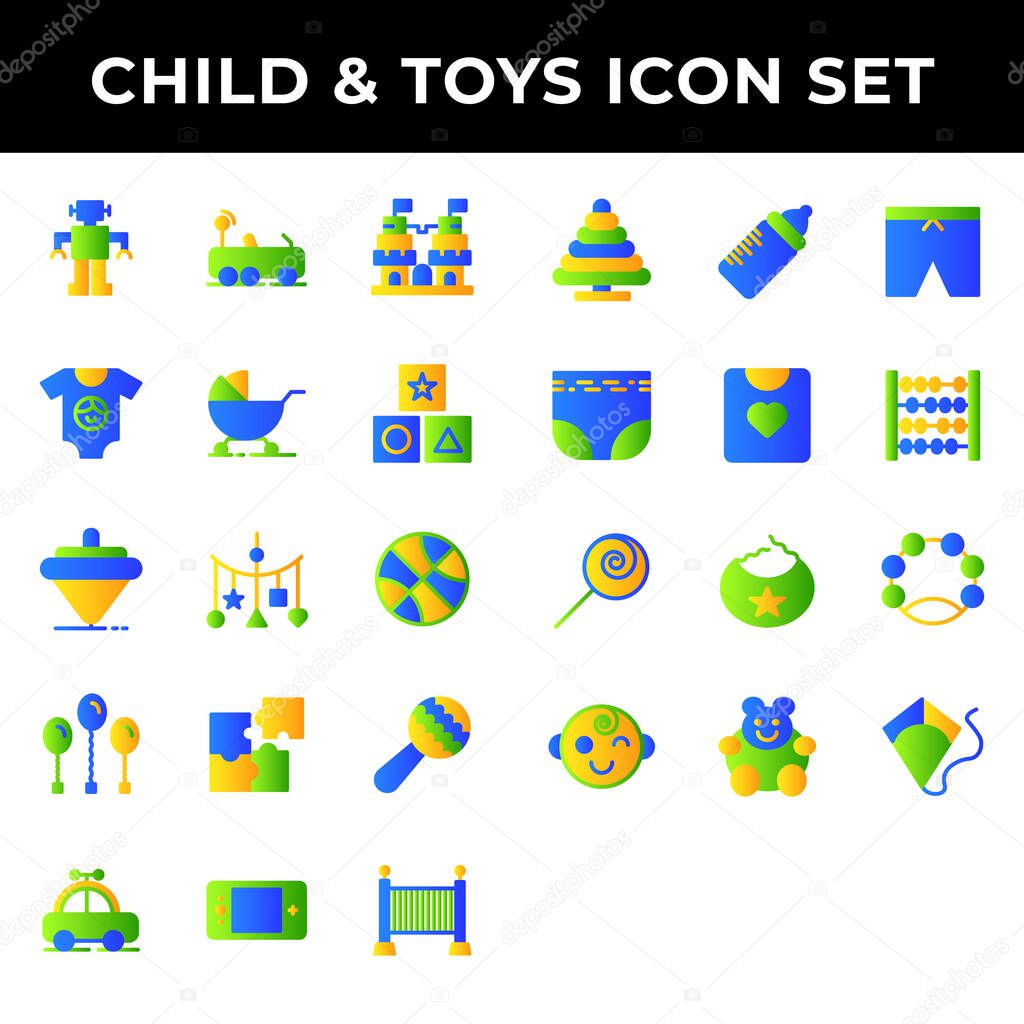 child and toys icon set include robot,car,castle,clothes,carriage,kids,spinning,hanging toy,balloon,puzzle,rattle,game boy,baby,feeding,diapers,shirt,saliva,children
