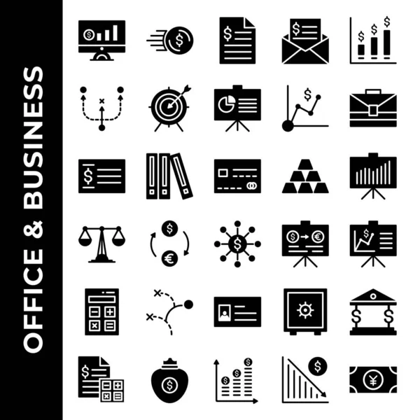 Office Business Icon Set Include Monitoring Cash Document Bill Sales Royalty Free Stock Illustrations