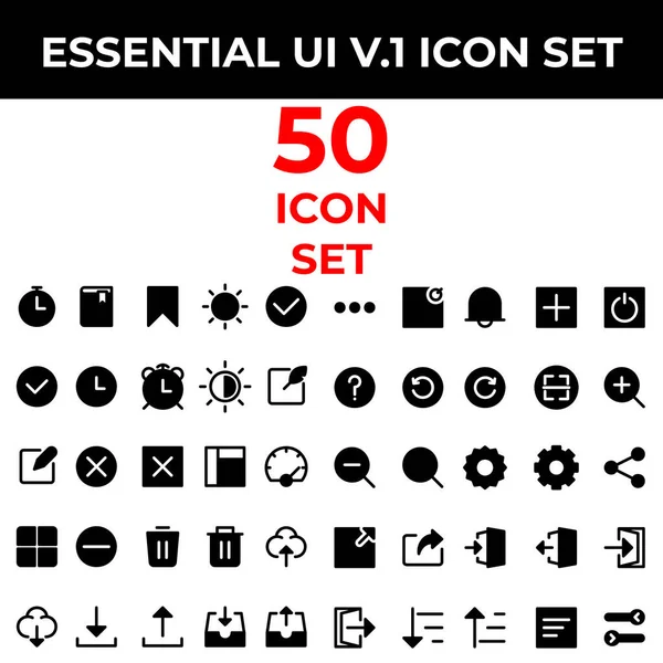 Essential Icon Set Include Time Bookmark Brightness Circle Check Clock — Stock Vector