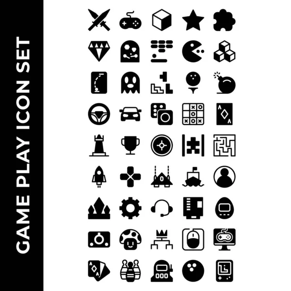 Gamepictogram Set Zijn Zwaard Console Kubus Archievement Puzzel Sieraden Flipperkast — Stockvector