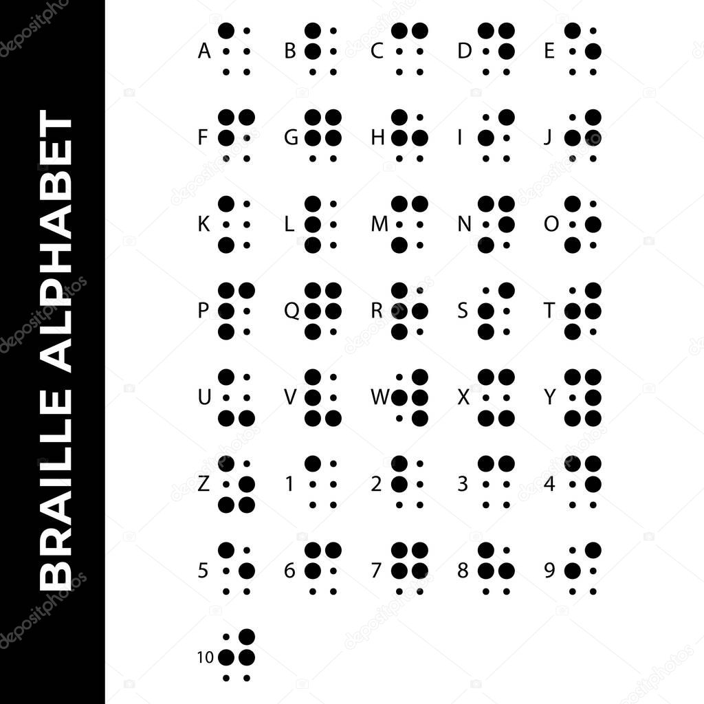 braille alphabet symbol icon set