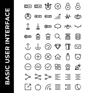 kullanıcı arayüzü simgesi seti: profil, ok, silme, çöp, yardım, uyarı, toplama, paylaşma, güç, ağ, ayar, sinyal, ağ, bulma, veri tabanı, zarf, ev, menü, çizim, menü