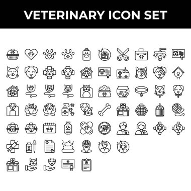 Veteriner ikonu seti arasında taşıyıcı, aşk, pati, klinik, şampuan, kedi, dong, steteskop, sıhhiye, ev, hayvan sever, hayvan sever, hayvan sever, takvim, ilaç, firar, kağıt, kaka, pin, hayvan sevici, hayvan sever