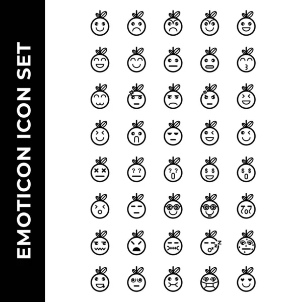 Emoticono Icono Conjunto Incluyen Símbolo Sonrisa Cara Conjunto Vector Emoción — Vector de stock