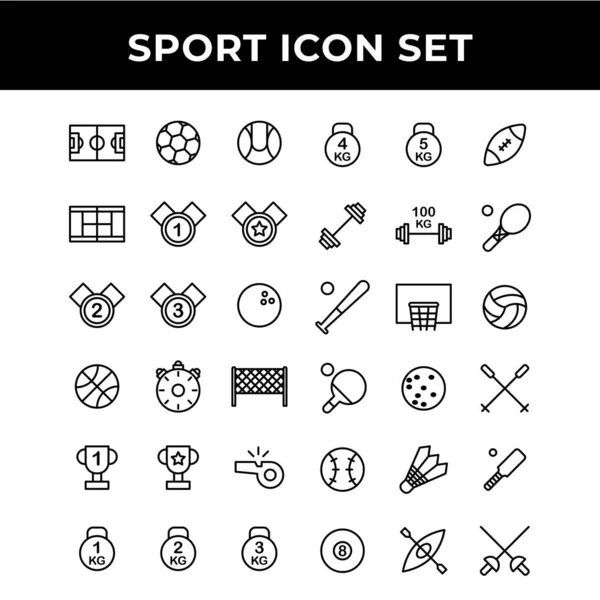 Sport Symbol Set Umfasst Fußball Tennis Medaille Bowling Basketball Timer — Stockvektor