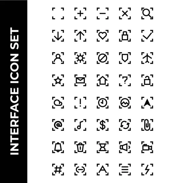 Interface Icon Set Include Square Moins Cross Search Download Upload — Image vectorielle