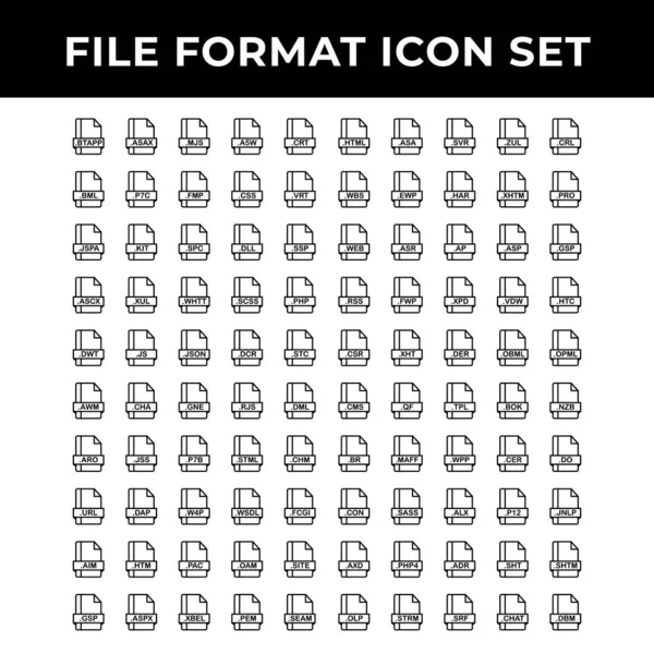 File Format Icon Set Include Extension Document Sign Btapp Asax — стоковый вектор