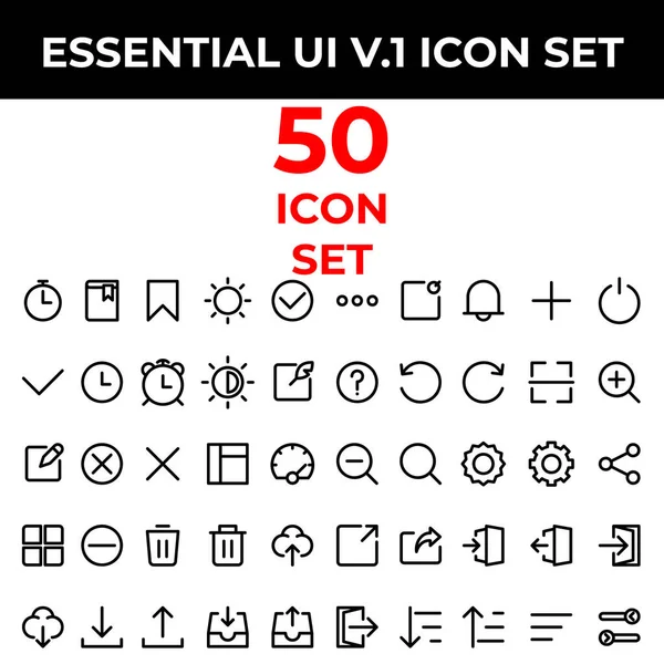 Essential Icon Set Include Time Bookmark Brightness Circle Check Clock — Stock Vector