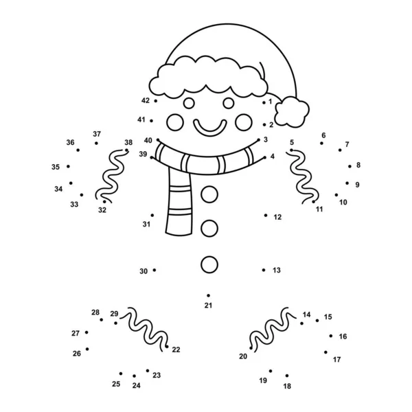 Winter Dot Dot Weihnachten Lebkuchen Für Kinder Schwarz Weiß Illustration — Stockvektor
