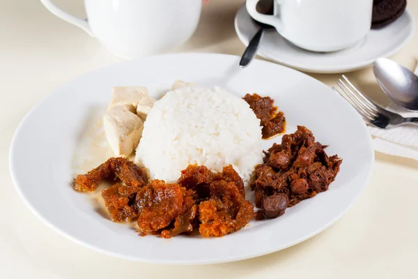 Gudeg de comida indonesia en plato blanco — Foto de Stock