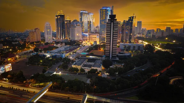 Città notturna di Jakarta Indonesia Asia Fotografia Stock