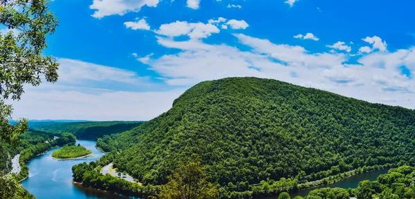 Una Vista Montaña Río Desde Alto Del Monte Tammany Brecha — Foto de Stock