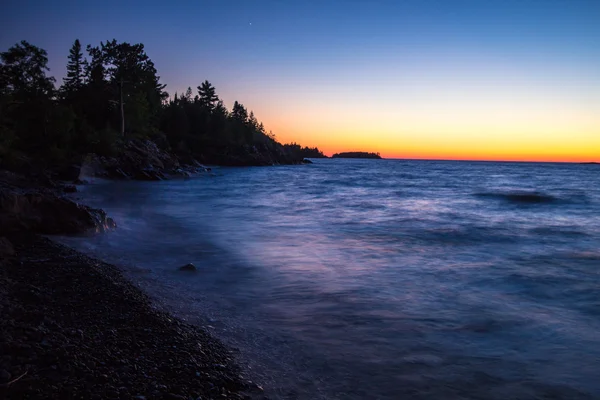 Miedzi Harbor zachód słońca nad jeziora Superior — Zdjęcie stockowe