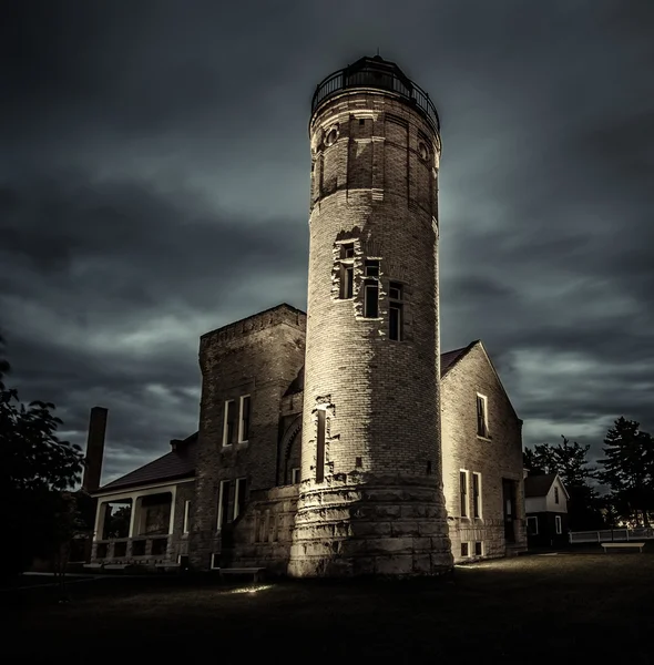 Der alte makrelenpunkt-leuchtturm in michigan — Stockfoto