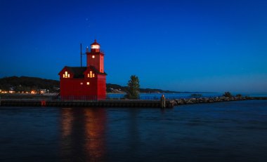 Holland Michigan deniz feneri gece.
