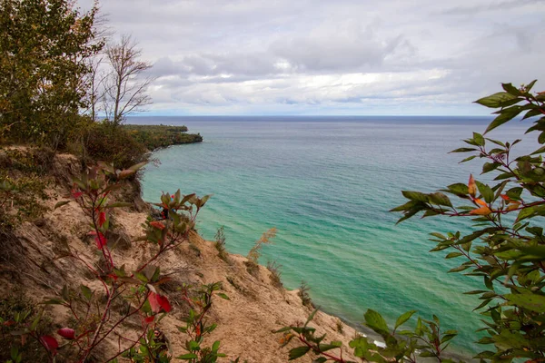 Jesień Malowniczych Skałach National Lakeshore Ogromna Wydma Tworzy Duży Klif — Zdjęcie stockowe