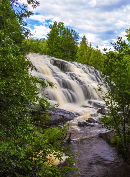 Vertical Waterfall Beautiful Bond Falls Upper Peninsula Michigan Vertical Orientation — Stock Photo, Image