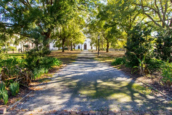 Walking Path Wragg Square City Park Downtown Historic District Charleston — Stock Photo, Image