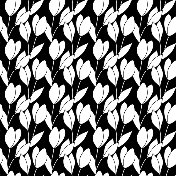 Patrón blanco y negro sin costuras con siluetas de gotas de nieve sobre un fondo negro. Vector eps 10 . — Archivo Imágenes Vectoriales