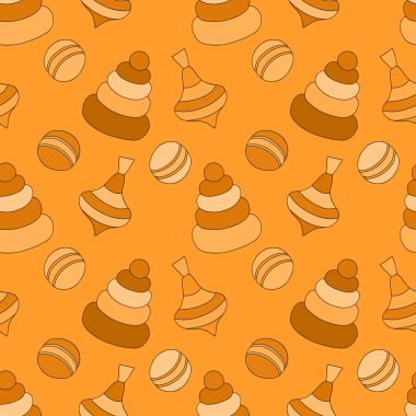 Turuncu çocuklar için oyuncaklar ile Seamless modeli. Vektör eps10.