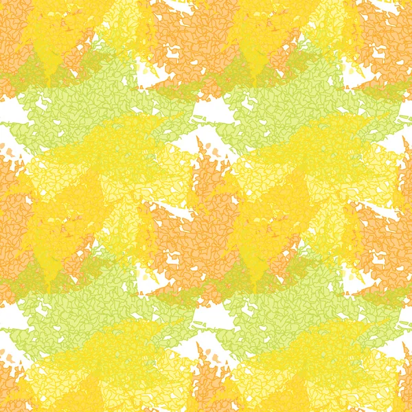 Векторний безшовний візерунок з осіннім кленовим листям. Листя напівпрозорі зі смугами і рваними краями. Помаранчевий, зелений і жовтий на білому тлі. Епс 10 . — стоковий вектор