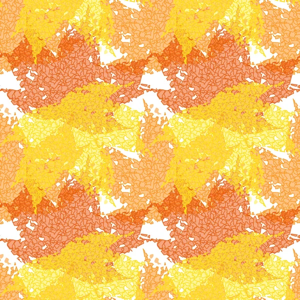De naadloze patroon vector met herfst esdoorn bladeren. De bladeren zijn doorschijnend met strepen en gescheurde randen. Oranje, rood en geel op een witte achtergrond. EPS-10. — Stockvector