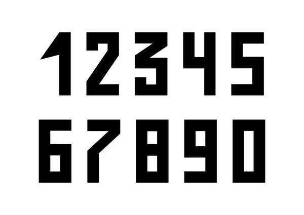 Векторный набор черных чисел. Авторы шрифта в строгом стиле. Угловые контуры. Eps 10. На белом фоне . — стоковый вектор